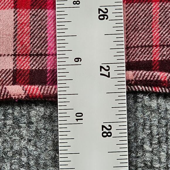Pink Flannel Plaid Womens Size 7-9 Long Sleeve Shirt Button Tab Sleeve - Picture 13 of 16